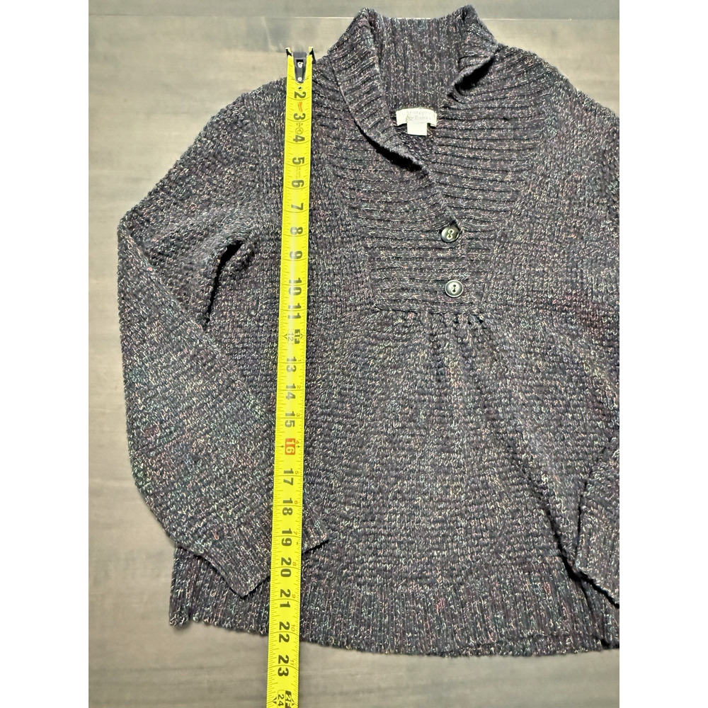 Christopher & Banks Womens Sweater Size S Black/Multicolor Cowl Neck Buttons - Picture 4 of 7